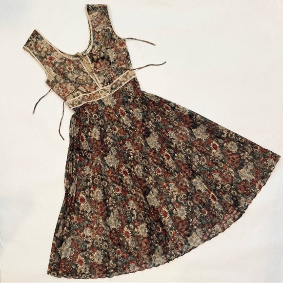 🌺SOLD🌺 Young Edwardian by Arpeja Vintage Floral Prairie Pleated Milkmaid Dress - Picture 5 of 15